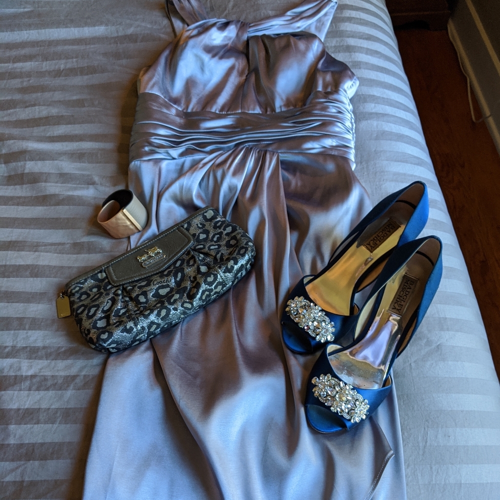 Silver cocktail dress, Adrianna Papell, size 6